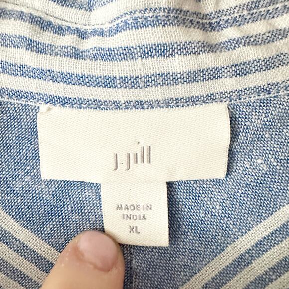 J. Jill Cotton Blue/White Stripe Sleeveless Split Side Tunic Top women's size XL - Picture 5 of 11